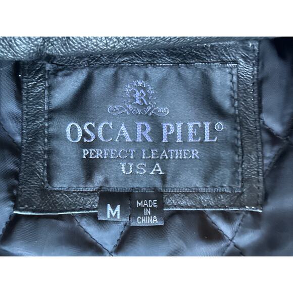 Men's y2k Leather Bomber Jacket in Black Size Medium - Picture 4 of 6